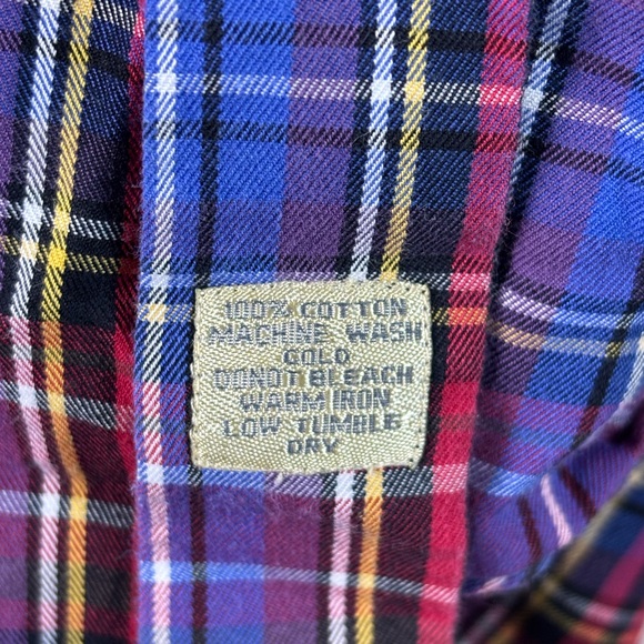 Peter Millar Men’s Large Red & Blue Plaid LS Button Down Shirt 100% Cotton - Picture 6 of 6